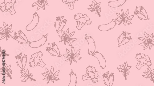 Soft Pink Botanical Pattern Background For Video.