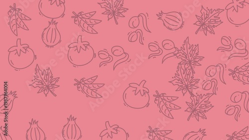 Vibrant botanical sketch pattern video background.