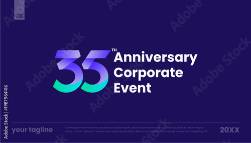 35th anniversary corporate event blue purple gradient logo banner template