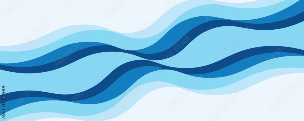 Fototapeta premium Seamless sea waves layered vector background. Blue ocean waves. Water wave pattern design.eps,10