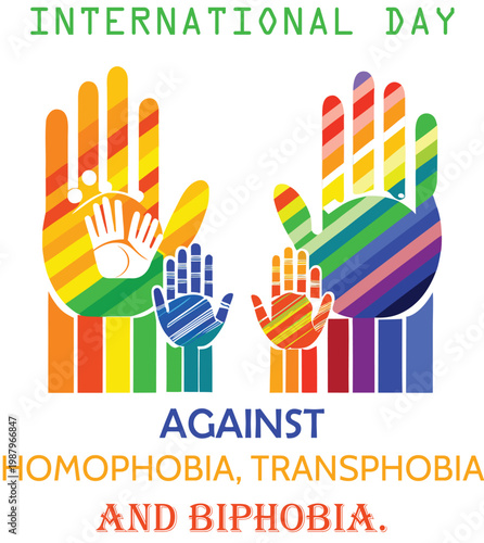 Colorful hands representing diversity and solidarity for international day against homophobia high quality