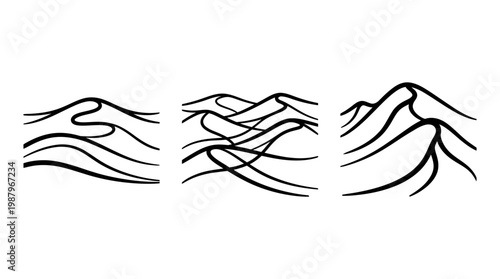 Abstract Line Art of Desert Dunes in Black and White