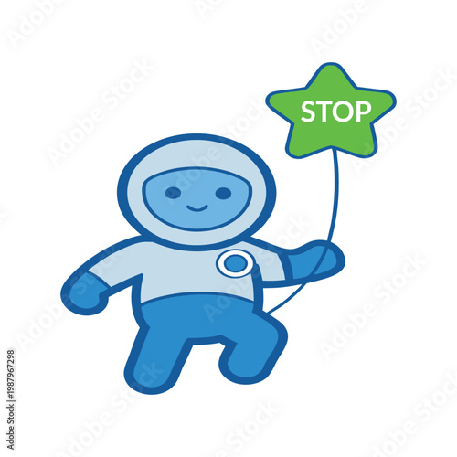 Cute cartoon astronaut floating in space exploration theme