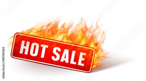 Eye-catching red 'Hot Sale' sign with flames for an urgent promotion.