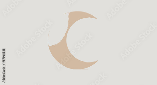 Abstract minimalist crescent shape in beige and off-white, modern graphic design element on a light background