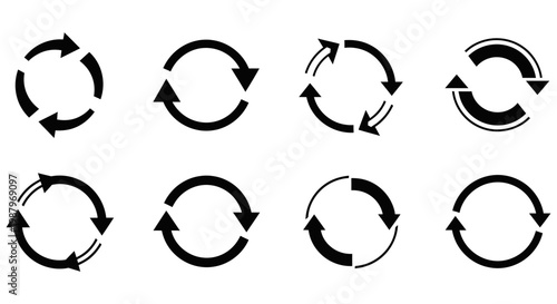 Various circular arrow symbols used for reloading and refreshing web pages