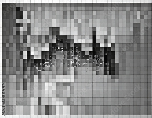 デジタルの崩壊を表現したモノクロのピクセルソートと抽象的な背景素材