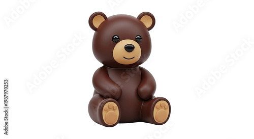 3D Render of a Cute Brown Teddy Bear Sitting