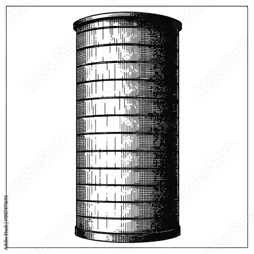 Industrial cylindrical metal mesh filter.