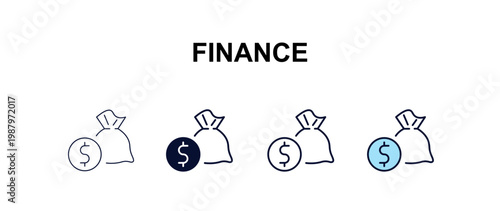 finance multi-style outline icon set - business concept. Thin line, regular, filled, colored finance icon