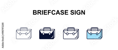 briefcase sign multi-style outline icon set - business concept. Thin line, regular, filled, colored briefcase sign icon