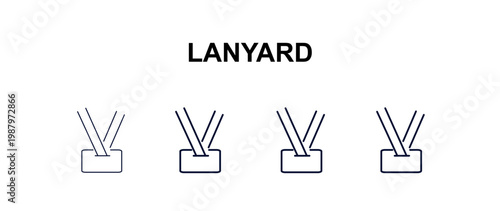 lanyard multi-style outline icon set - business concept. Thin line, regular, filled, colored lanyard icon