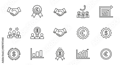 Business Icons Representing Success and Collaboration.