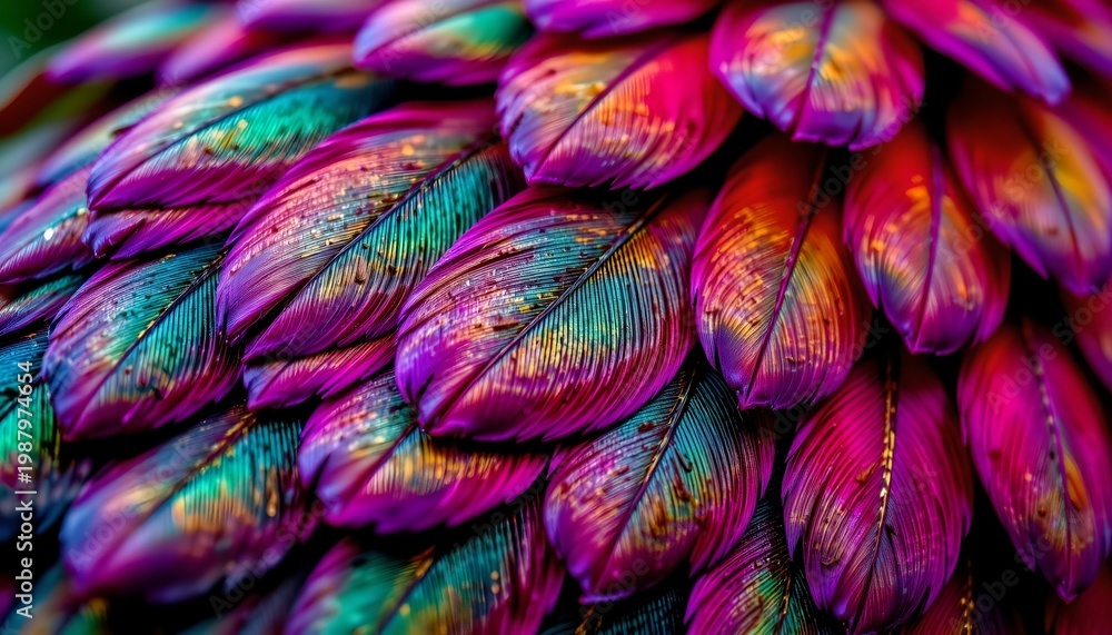 Obraz premium Luxurious Exotic Bird Plumage Vibrant Iridescent Colors