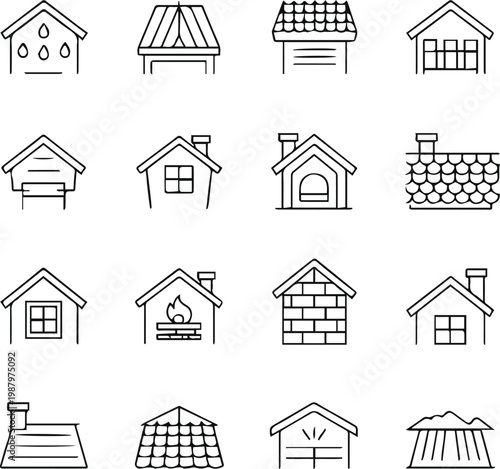 roof lines icons roofing styles chimneys dormers shingles marks