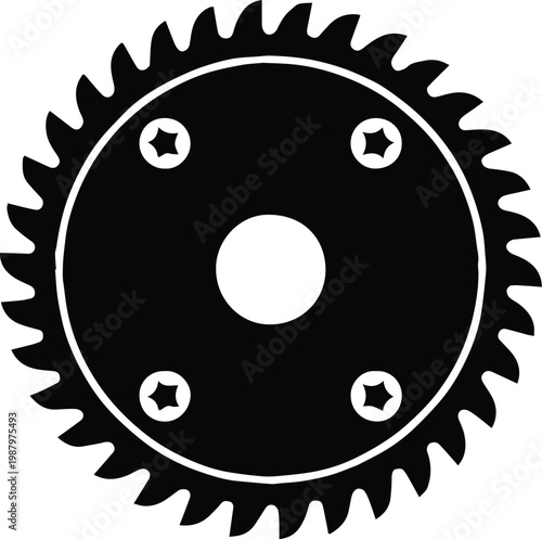 saw blade circular disc cutter silhouette vector graphic