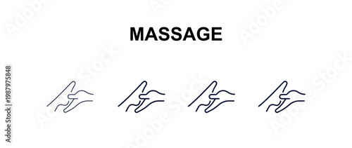 massage multi-style outline icon set - beauty concept. Thin line, regular, filled, colored massage icon