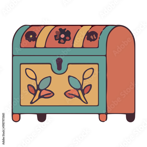 Vintage Hand Painted Wooden Chest