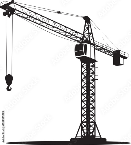 Vászonkép crane tower crane jib hook lifting equipment on construction site