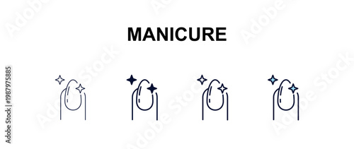 Bild auf Leinwand manicure multi-style outline icon set - beauty concept