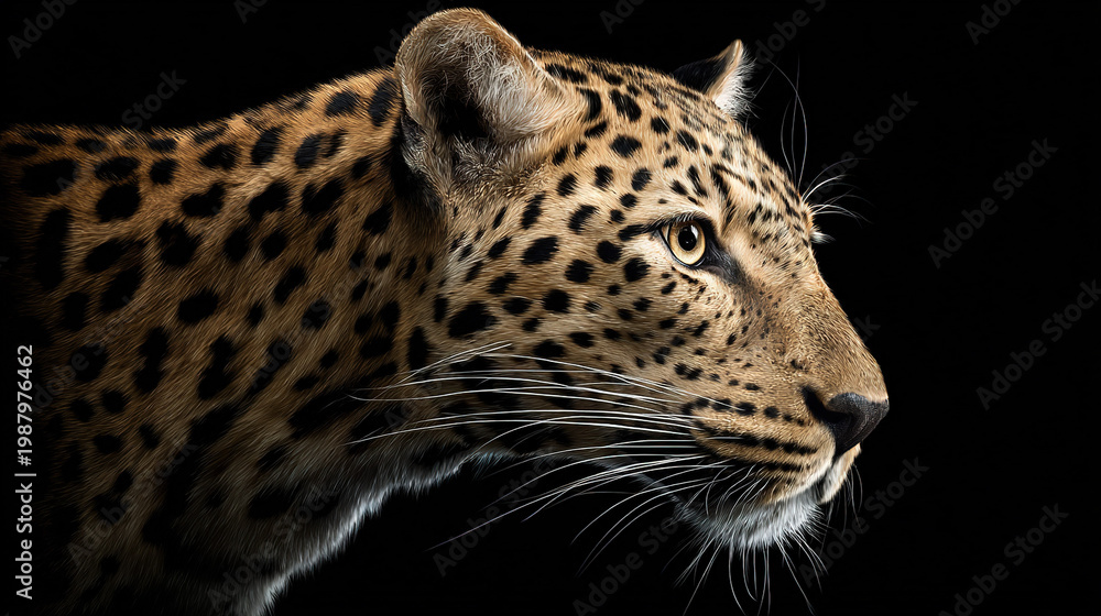 Fototapeta premium Close-up of a spotted big cat with intense gaze