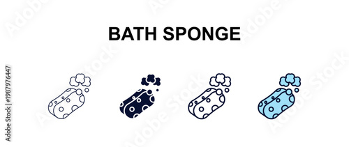 bath sponge multi-style outline icon set - beauty concept. Thin line, regular, filled, colored bath sponge icon