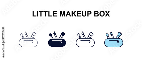 little makeup box multi-style outline icon set - beauty concept. Thin line, regular, filled, colored little makeup box icon