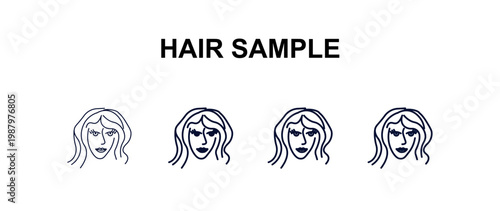 hair sample multi-style outline icon set - beauty concept. Thin line, regular, filled, colored hair sample icon