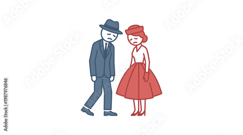 Depressed Couple Standing Together Sadness Concept