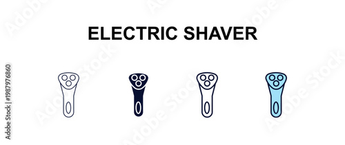 electric shaver multi-style outline icon set - beauty concept. Thin line, regular, filled, colored electric shaver icon