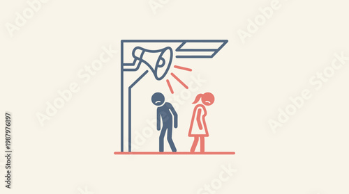 Silhouette People Under a Loudspeaker