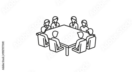 Group of people sitting around a conference table discussing ideas.