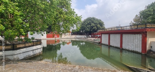 Peaceful View of the Holy Water Pond at Jyotisar Birthplace of Bhagavad Gita in Haryana India