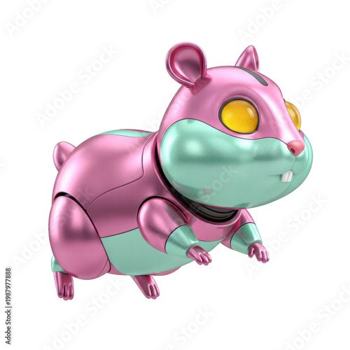 Wallpaper Mural Cute pink and blue metallic robot hamster 3D render Torontodigital.ca