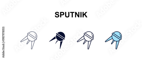фотографія sputnik multi-style outline icon set - astronomy concept