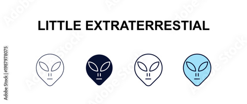 little extraterrestial multi-style outline icon set - astronomy concept. Thin line, regular, filled, colored little extraterrestial icon