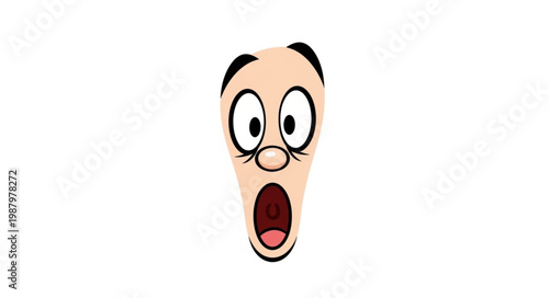 Cartoon face expressing shock and surprise with wide eyes and open mouth.