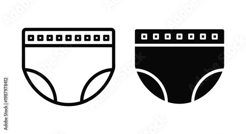 Diaper Underwear Icons Outline Fill Baby Adult Hygiene Symbol