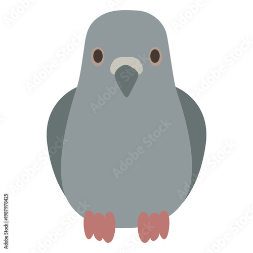 Minimalist illustration of a grey pigeon. Bird icon representing the pigeon chronotype. Simple avian graphic design for circadian rhythm and sleep schedule classification concepts