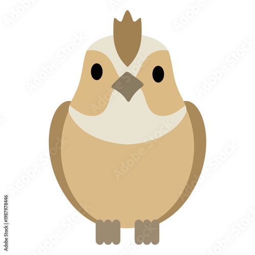 Lark bird illustration in minimalist vector style. Symbol of morning chronotype and early riser individual. Cute animal character for educational design, nature theme and habit tracking