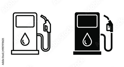 Gas Pump Icon Refueling Station Energy Supply Transportation Graphic