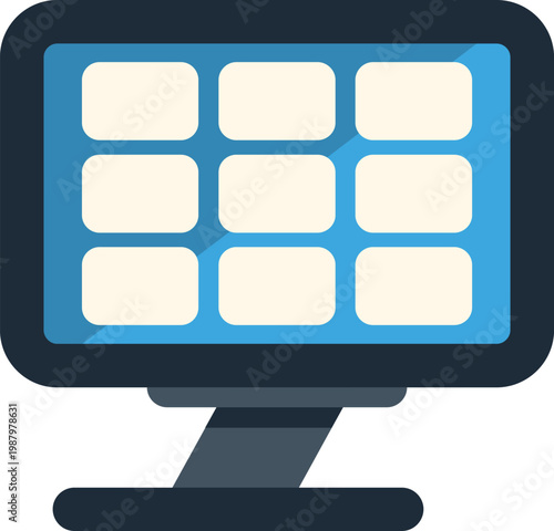 Solar panel icon converting sunlight into electricity for renewable power