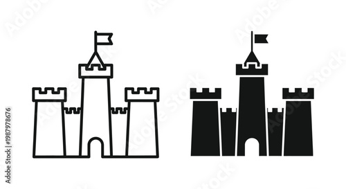 Castle Fortress Icon Outline Silhouette Vector Graphic Design Element UI UX Asset Mobile App Web Game Symbol