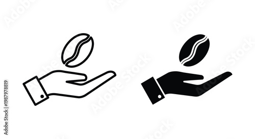 Coffee Bean Hand Holding Offering Quality Production Branding