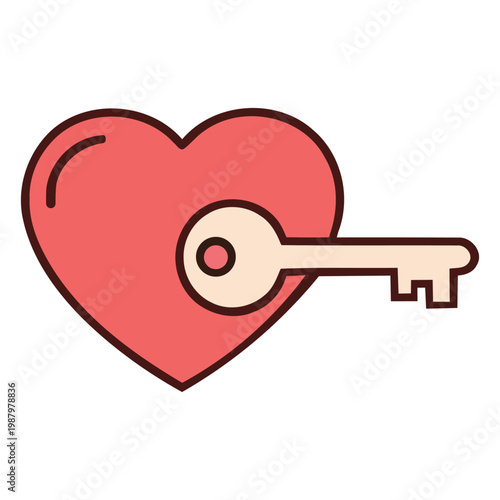 Illustration of a heart with a keyhole representing love and security