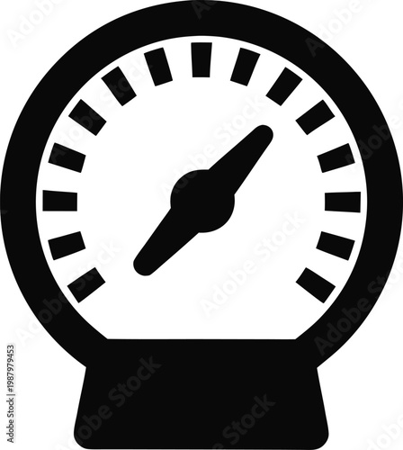 Black silhouette icon of a round analog pressure gauge or speedometer with measurement dial.