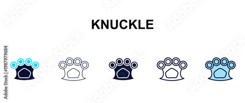 knuckle multi-style outline icon set - army and milatry concept. Thin line, regular, filled, colored knuckle icon