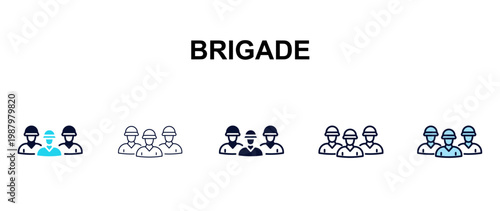 brigade multi-style outline icon set - army and milatry concept. Thin line, regular, filled, colored brigade icon