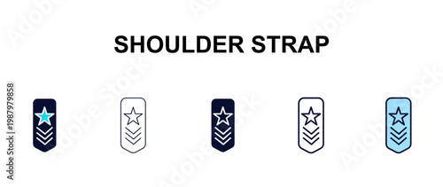 shoulder strap multi-style outline icon set - army and milatry concept. Thin line, regular, filled, colored shoulder strap icon