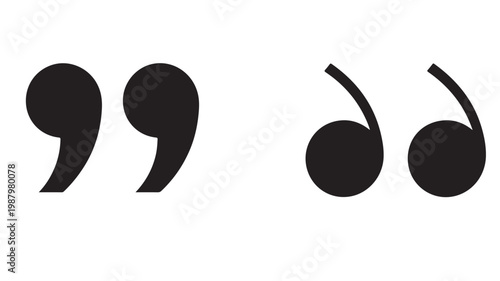 Quotation Marks Symbol in Black and White Minimalist Style for Editorial and Typography Use